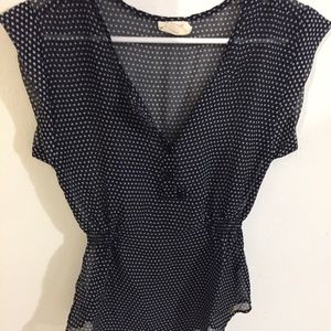 Small Tommy Girl Navy Polka Dot Blouse